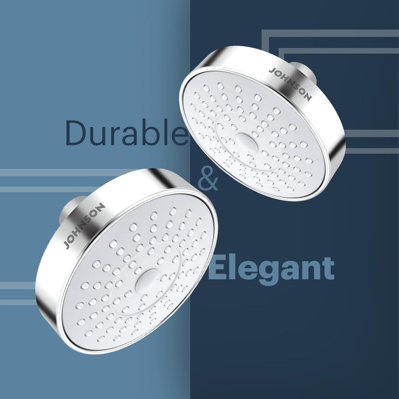 Johnson Bathrooms Johnson Pacific Overhead Shower with Shower Arm ABS Rain Flow Rotating 58mm long 102mm wide rounded shower head with 129mm long shower arm 1Year Warranty S0113CAMZ Chrome - Image 5
