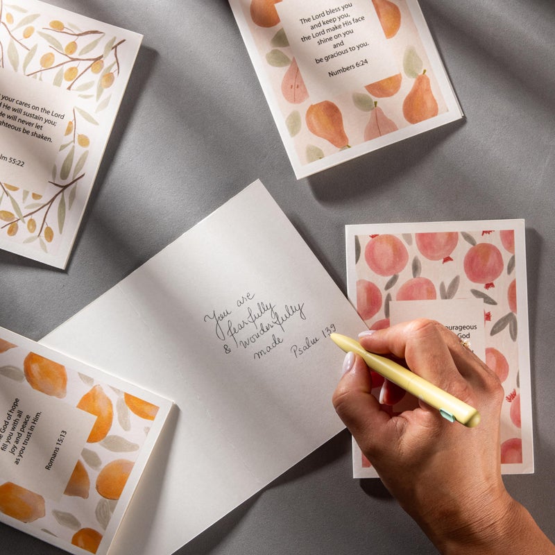 DIVERSEBEE 20 Inspirational Christian Greeting Cards of Encouragement with Envelopes and Stickers, Motivational Religious Bible Verse Scripture Note Cards Assortment (Fruit) - 4x6 Inches - Image 3