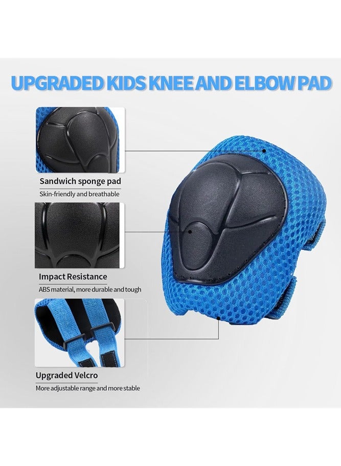 Generic 7 Pcs Multi-Sport Protective Gear Set with Adjustable Helmet Knee and Elbow Pads Wrist Guards fit for Multi Sports Scooter, Skateboarding, Biking, Roller Skating Blue - Image 4