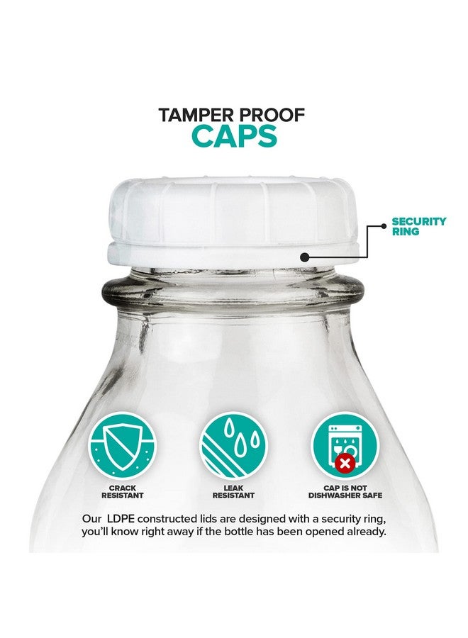 Stock Your Home 32-Oz Glass Milk Bottles with 8 White Caps (4 pack) - Food Grade Milk Jars with Lids - Dishwasher Safe - Bottles for Milk, Buttermilk, Honey, Maple Syrup, Jam, Barbecue Sauce- Stock Your Home - Image 4