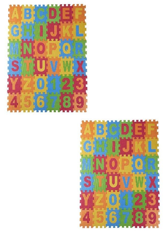 Dimple DIMPLE Kids Foam Play Mat (72 Pieces Total) 6.25 x 6.25 Inches Interlocking Alphabet and Numbers Floor Puzzle Colorful EVA Tiles Girls, Boys Soft, Reusable, Easy to Clean (2 Pack of 36)  - Image 1