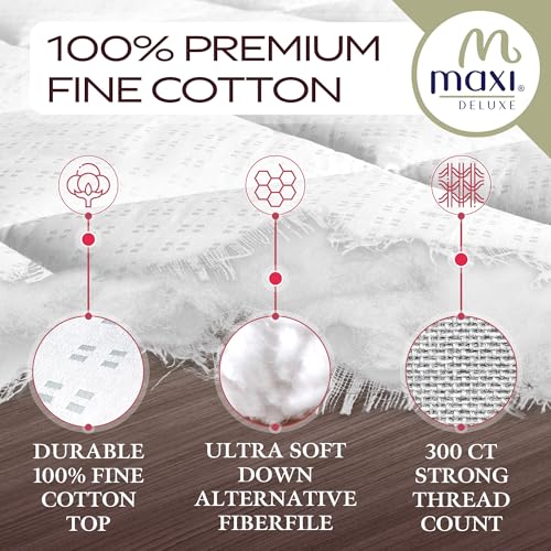 Mastertex MAXI Queen Size Mattress Pad - Luxurious Cotton Sateen Mattress Protector - Soft, Comfortable, and Breatheable Mattress Cover - Mattress Pad Protects Mattress from Dust, Dirt, Spills, and Stains. - Image 2