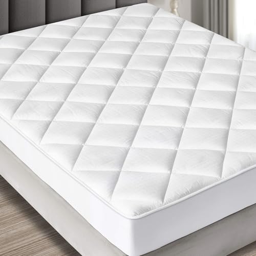 Mastertex MAXI Queen Size Mattress Pad - Luxurious Cotton Sateen Mattress Protector - Soft, Comfortable, and Breatheable Mattress Cover - Mattress Pad Protects Mattress from Dust, Dirt, Spills, and Stains. - Image 1