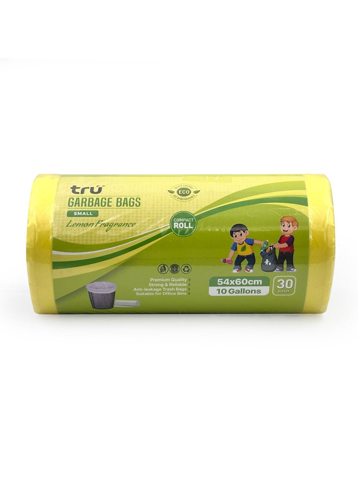 Lemon Scented Garbage Bags Compact Roll 54x60cm 10 Gallon ( 30pc x 3 Rolls ) 90 bags