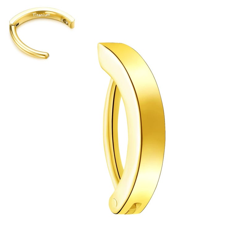 VOJO 14G G23 Titanium Clicker Belly Button Ring,10/12mm Reverse Curved Hoop Navel Barbell Piercing Jewelry (Gold,14G 12mm) - Image 1