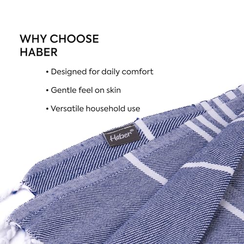 HABER Extra Large 100% Cotton Bath Towel, Size 94 X 178 cm, Quick Absorption and Faster Drying Towel – Ideal for Bath, Beach, Travel, Pool, Yoga (Pack of 1, XL Size, Blue) - Image 2