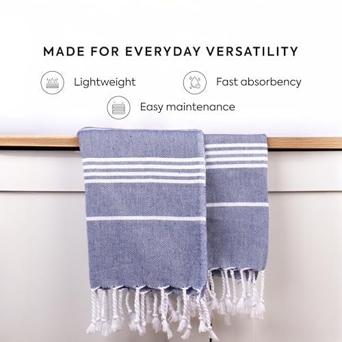 HABER Extra Large 100% Cotton Bath Towel, Size 94 X 178 cm, Quick Absorption and Faster Drying Towel – Ideal for Bath, Beach, Travel, Pool, Yoga (Pack of 1, XL Size, Blue) - Image 4