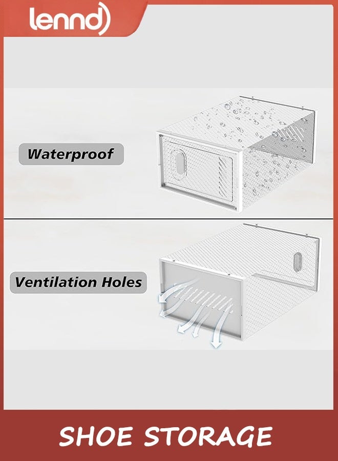 لينند تخزين الأحذية، 12 قطعة من منظم الأحذية للخزانة، صناديق أحذية بلاستيكية شفافة قابلة للتكديس مع أغطية - Image 5