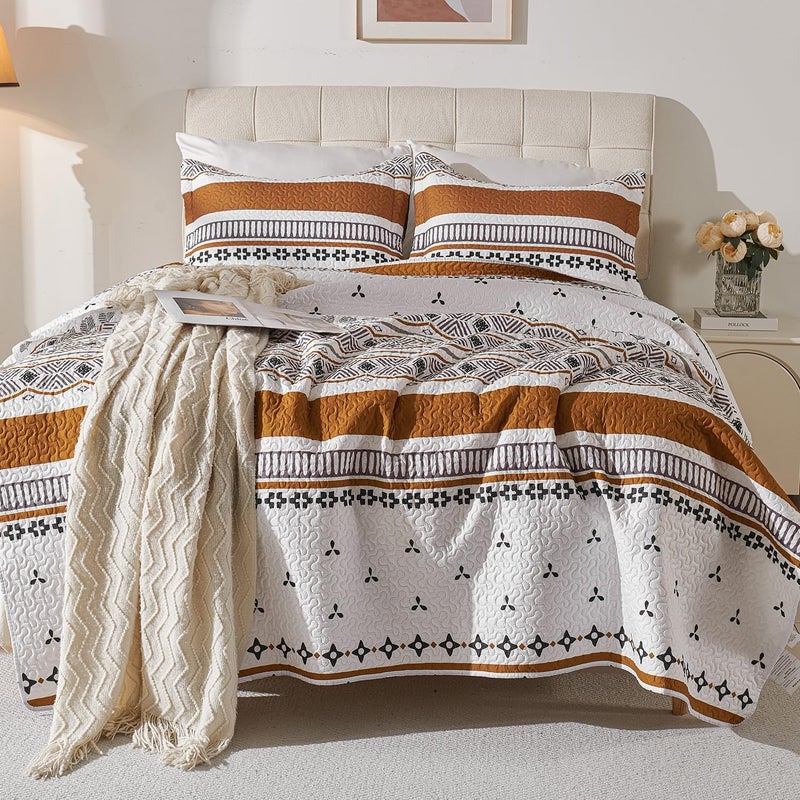 Cmfshape Boho Quilt Set Queen Size â€“ Lightweight Microfiber Bohemian Quilt Bedding, All Season Queen Quilt Bedspread, Soft Boho Coverlet Quilt Set for Bedroom & Guest Room DÃ©cor - Image 1