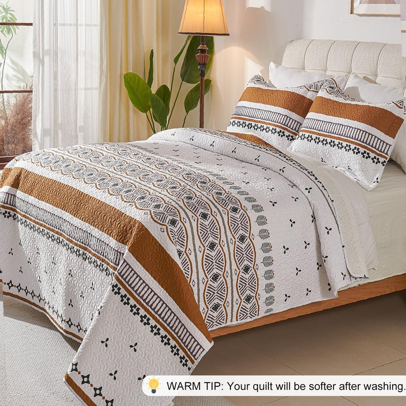 Cmfshape Boho Quilt Set Queen Size â€“ Lightweight Microfiber Bohemian Quilt Bedding, All Season Queen Quilt Bedspread, Soft Boho Coverlet Quilt Set for Bedroom & Guest Room DÃ©cor - Image 3
