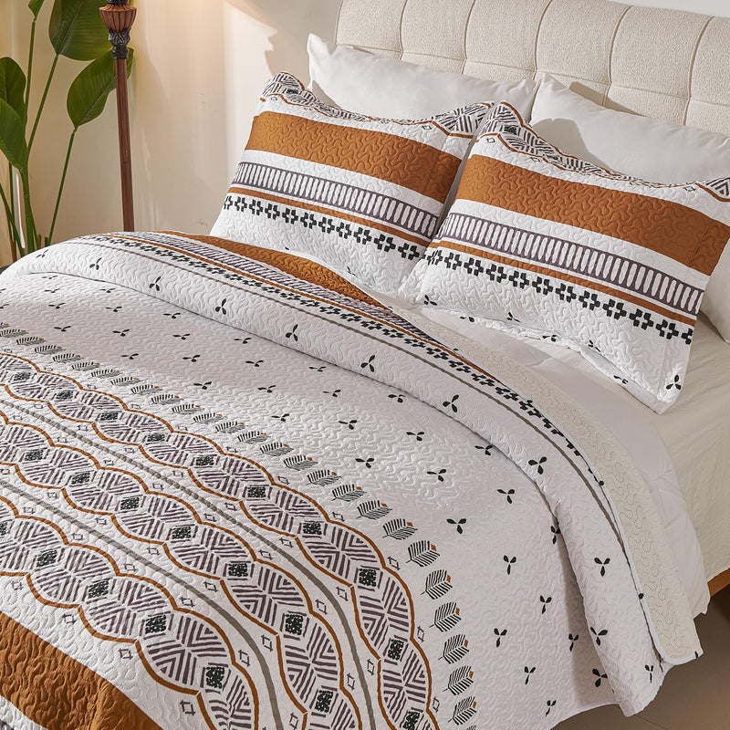 Cmfshape Boho Quilt Set Queen Size â€“ Lightweight Microfiber Bohemian Quilt Bedding, All Season Queen Quilt Bedspread, Soft Boho Coverlet Quilt Set for Bedroom & Guest Room DÃ©cor - Image 4