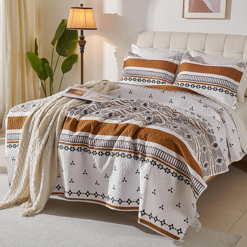 Cmfshape Boho Quilt Set Queen Size â€“ Lightweight Microfiber Bohemian Quilt Bedding, All Season Queen Quilt Bedspread, Soft Boho Coverlet Quilt Set for Bedroom & Guest Room DÃ©cor - Image 2