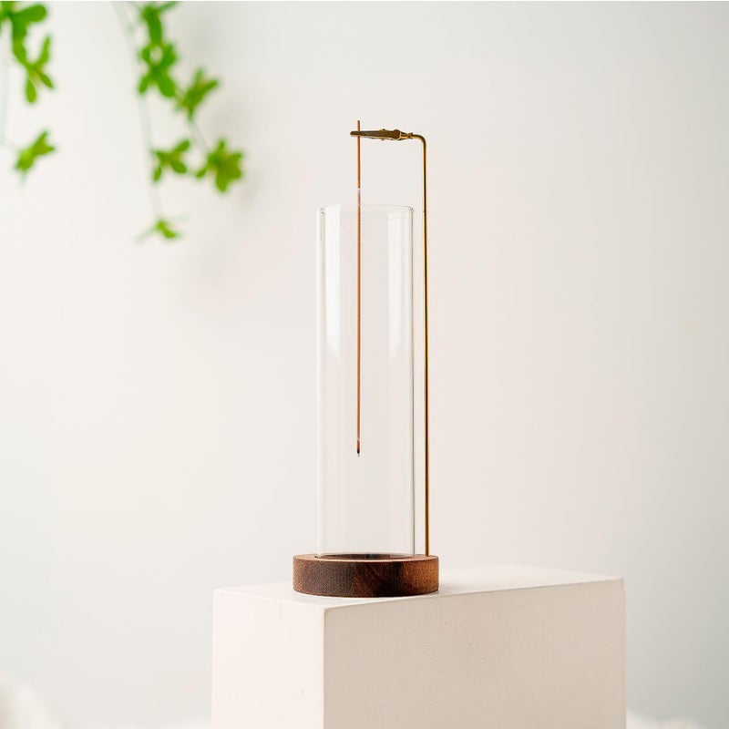 GARMOLY Incense Holder for Sticks, Anti-Ash Flying Incense Burner with 30 Incense Sticks, Detachable Glass Ash Catcher (Wood, Brown) - Image 4