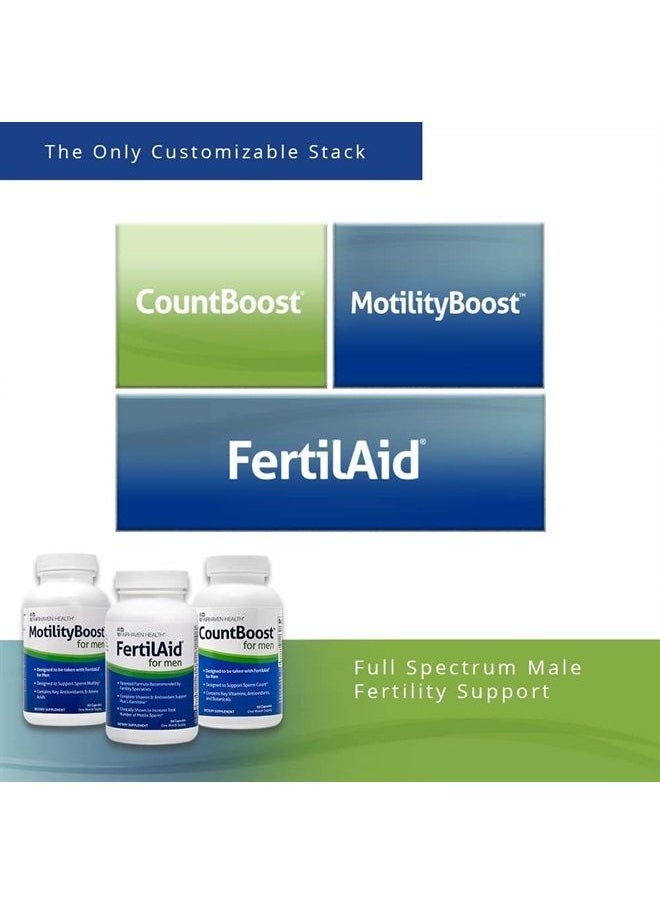 FertilAid for Men and MotilityBoost Combo, Prenatal Vitamins and Male Fertility Supplement to Support Count and Motility with L-Carnitine, CoQ10, Zinc and More, 150 Capsules, 1 Month Supply