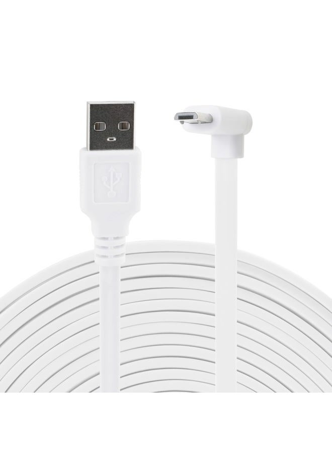 LEFXMOPHY كابل طاقة لكاميرا WYZE Pan V3 موصل بزاوية 90 درجة بطول 20 قدم ميكرو USB زاوية يمين كابل شحن أبيض - Image 1