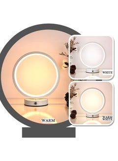 Generic Instagrammable Ring Table Lamp - 3 Color Dimmable LED, Modern Silicone Light for Bedroom Decor, Anti-Rust Metal Base, Arab Home Office Lighting (Matte White)  - Image 2
