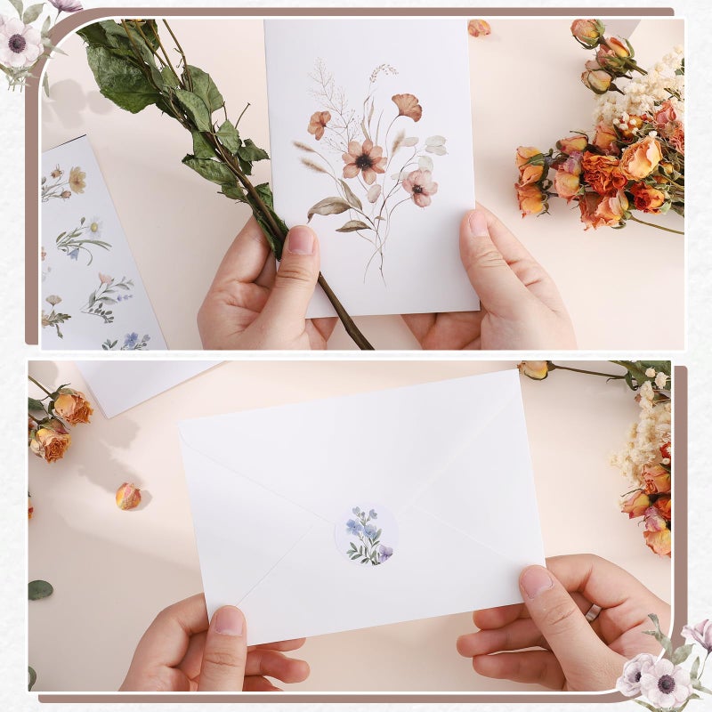 Thboxes Blank Cards and Envelopes, 40 Pack Blank Note Cards 4x6 in Elegant Floral Greeting Card with Sealing Stickers, Note Card Stationary Set for Birthday, Wedding, Easter All Occasions (10 Designs) - Image 4