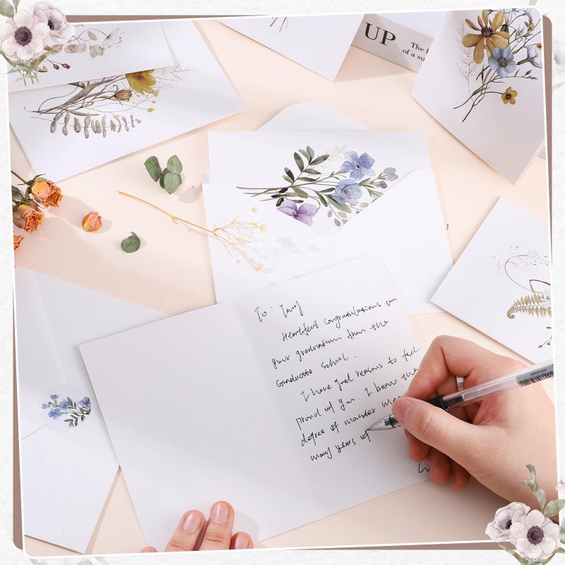 Thboxes Blank Cards and Envelopes, 40 Pack Blank Note Cards 4x6 in Elegant Floral Greeting Card with Sealing Stickers, Note Card Stationary Set for Birthday, Wedding, Easter All Occasions (10 Designs) - Image 5