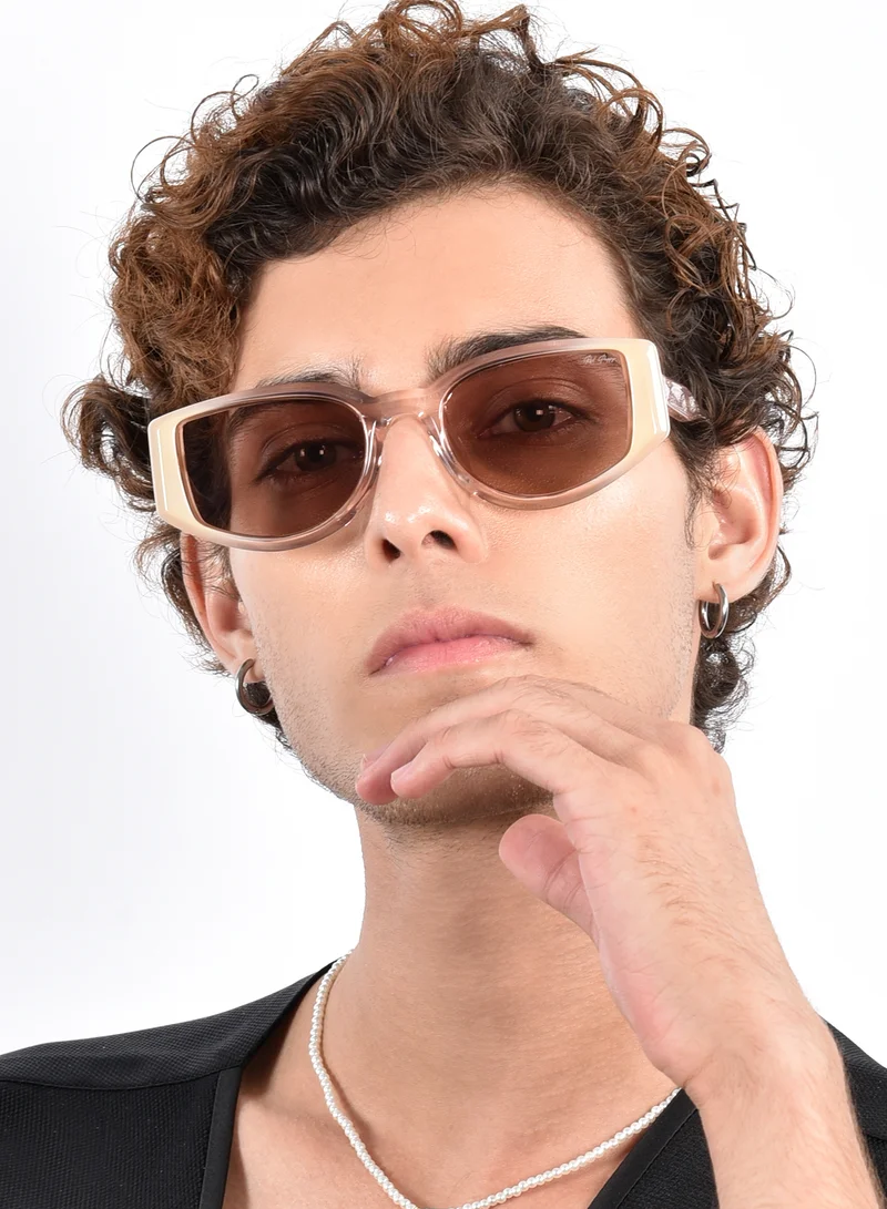 ووجلز نظارات شمسية مستطيلة مستقطبة لون الخوخ من بابي ألكوف الأحمر