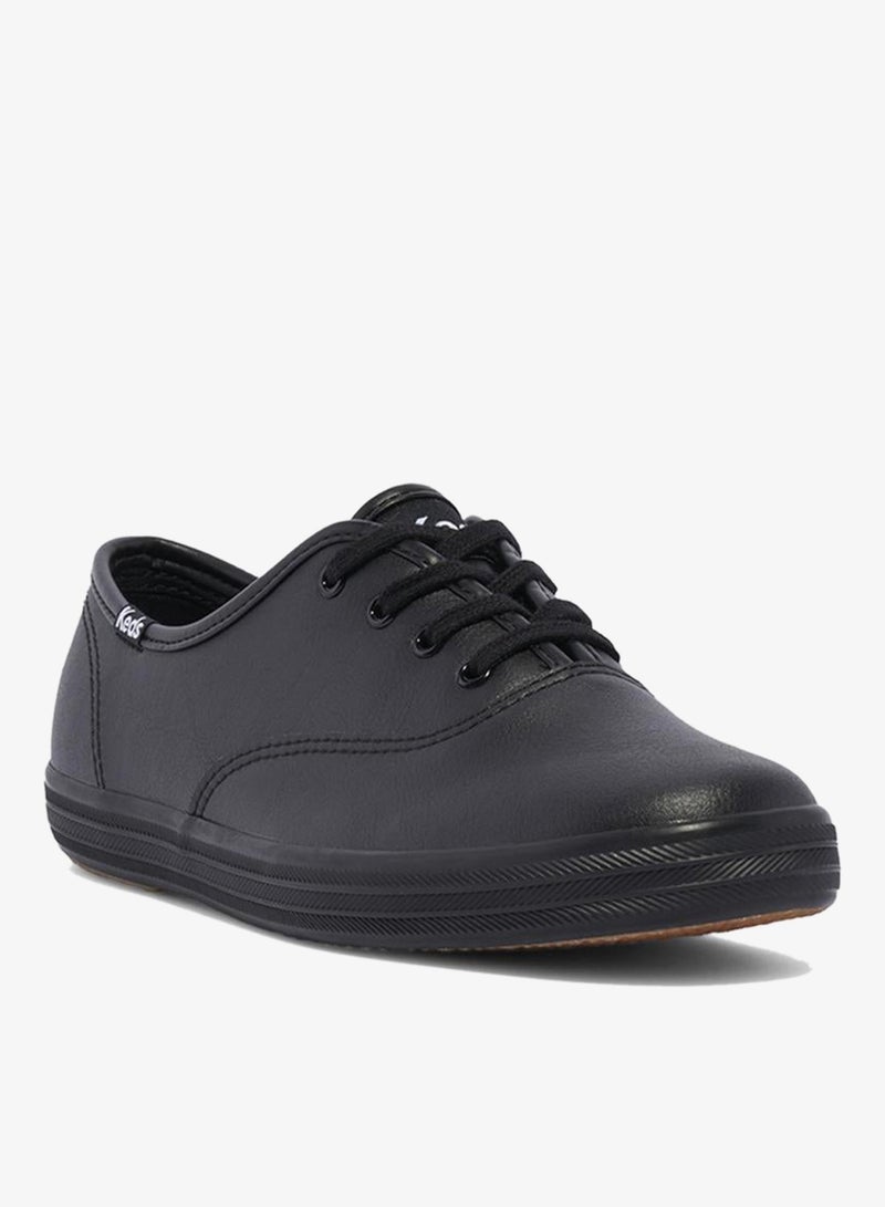 Keds Women's Champion Originals Lace Up Leather  Casual Sneaker Black - Image 3