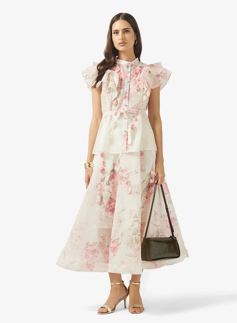 ELLA Floral Print Top & Skirt Set
