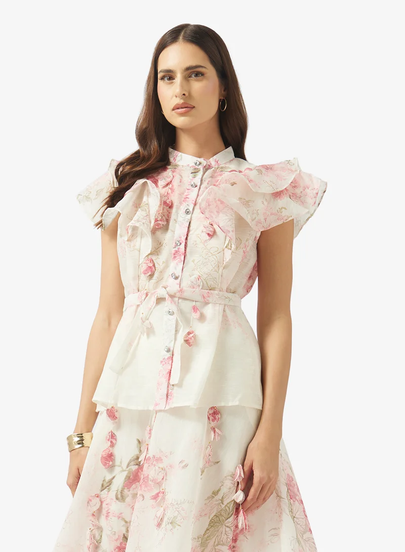 ELLA Floral Print Top & Skirt Set