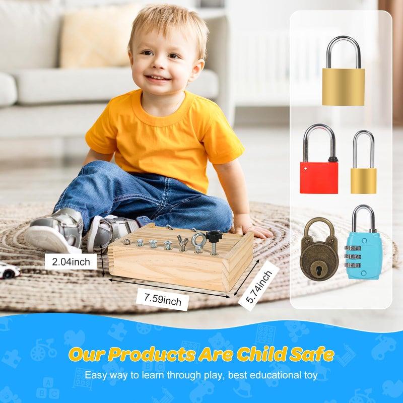 INIFEIDALA Montessori Screwdriver Board SetLock and Key ToyMontessori Busy Board Toys for 3 4 5 Year OldKids Tool SetPreschool Learning Sensory  Fine Motor Skills  STEM Toys - Image 3