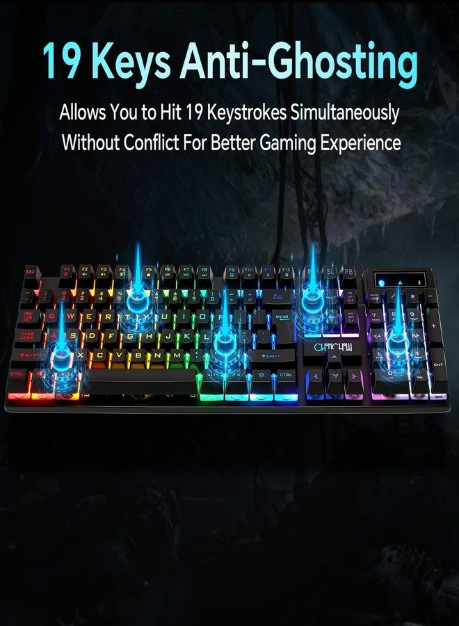 CHONCHOW Gaming Keyboard and Mouse Combo, Wired RGB Backlit, Mechanical Feel Anti-ghosting Keyboard 3200DPI Gaming Mouse, Plug & Play for Laptop PC PS4 Xbox Mac Game and Work - Image 5