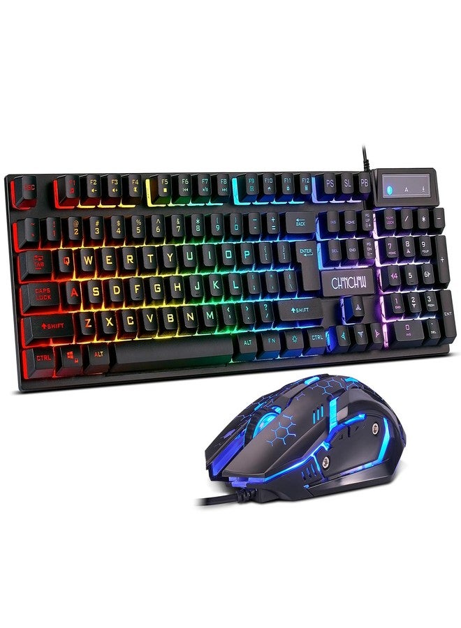 CHONCHOW Gaming Keyboard and Mouse Combo, Wired RGB Backlit, Mechanical Feel Anti-ghosting Keyboard 3200DPI Gaming Mouse, Plug & Play for Laptop PC PS4 Xbox Mac Game and Work - Image 1