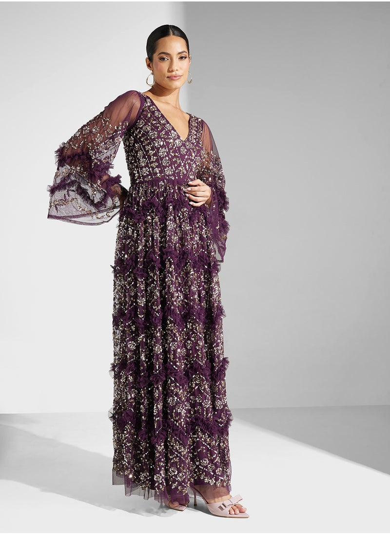 Maya Embellished Frill Detailed Maxi Dress  - Image 4