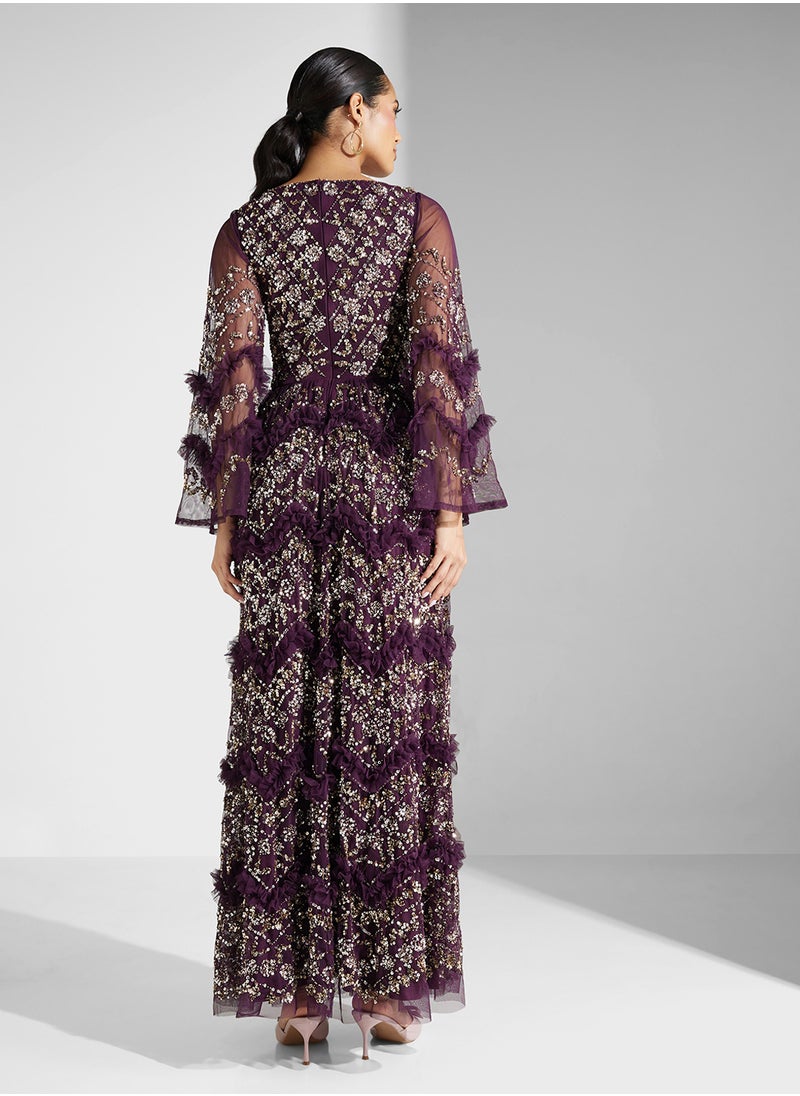 Maya Embellished Frill Detailed Maxi Dress  - Image 2
