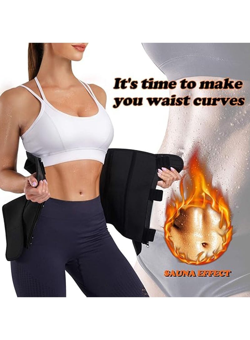 DPTER Adjustable Waist Trainer Trimmer for Women, Slimming Belt with Tummy Sauna Bandage Wrap, Waist Trimmer Belt Belly Body Shaper Compression Wrap, Corset Waist Trainer for Women and Men - Image 2