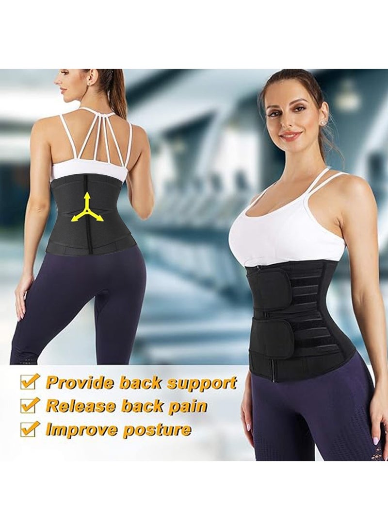 DPTER Adjustable Waist Trainer Trimmer for Women, Slimming Belt with Tummy Sauna Bandage Wrap, Waist Trimmer Belt Belly Body Shaper Compression Wrap, Corset Waist Trainer for Women and Men - Image 3