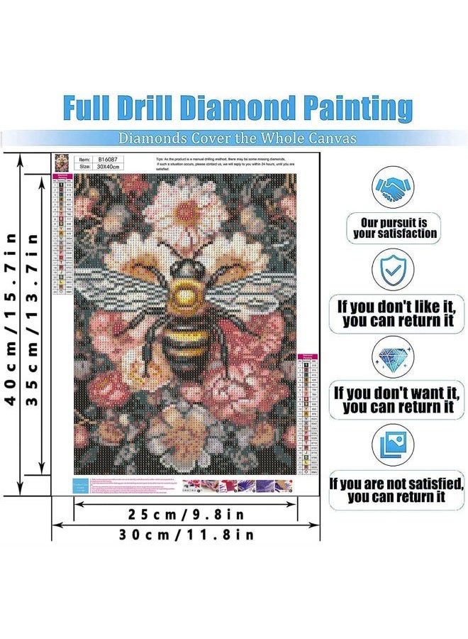 Tiwabb 4 Pack Diamond Art Kits for Adults Beginners,Dragonflies, Butterflies, Moths, Bees Full Round Drill DIY Diamond Painting Kits,Paint by Diamonds Dot Gem Art Crystal Easy,Home Wall Decor 12x16Inch - Image 5