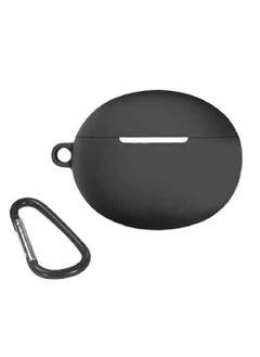 Silicone Case Cover for Huawei FreeBuds 4 with Carabiner and Charging Port Accessibility anti shock, full protection Black