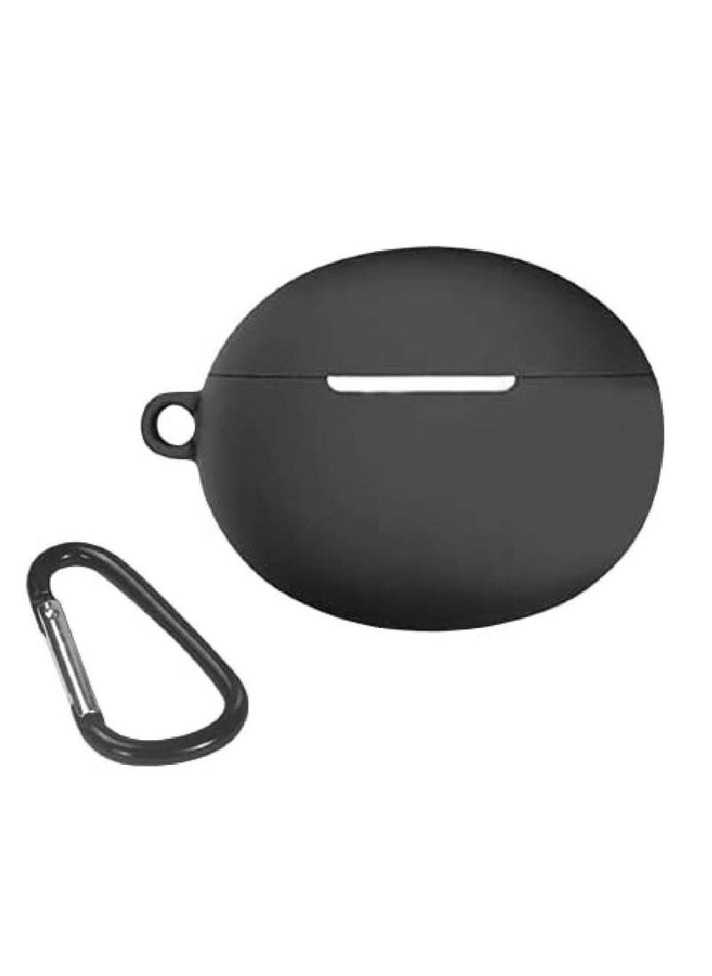 GENNEXT - Silicone Case Cover for Huawei FreeBuds 4 with Carabiner and Charging Port Accessibility anti shock, full protection Black - Image 1