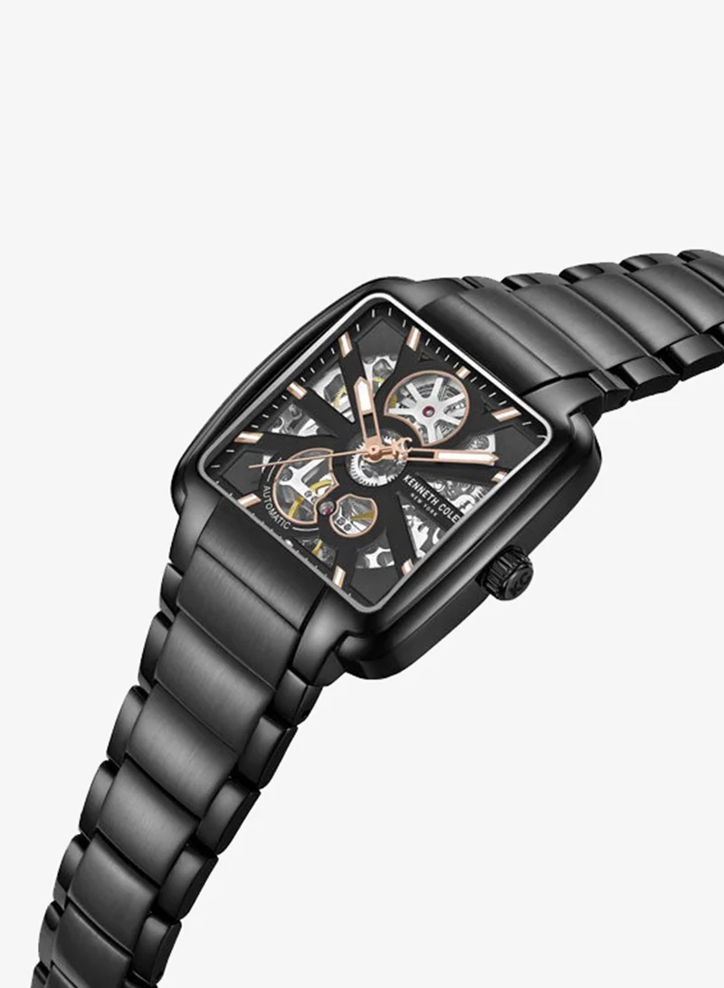 كينيث كول نيو يورك Black Dial Stainless Steel Bracelet Multifunction Watch for Men, 40mm