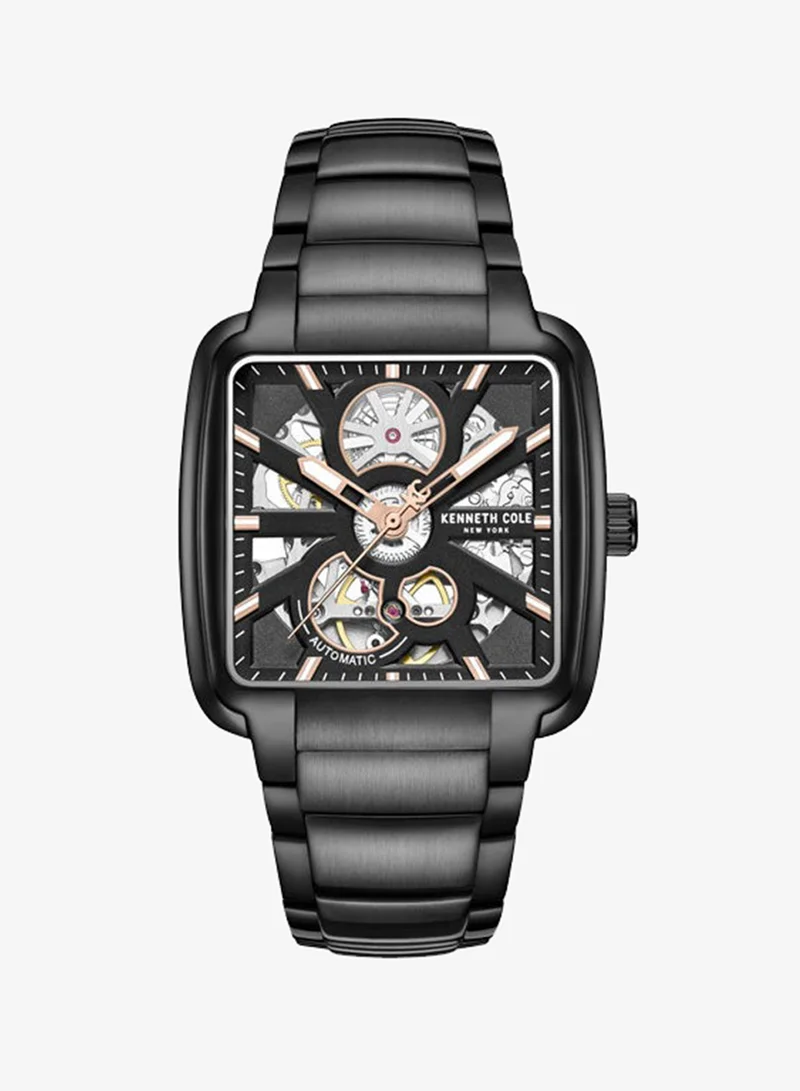 كينيث كول نيو يورك Black Dial Stainless Steel Bracelet Multifunction Watch for Men, 40mm