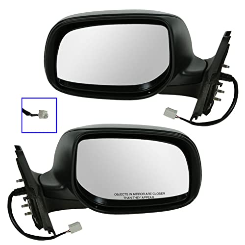 TRQ 2 Piece Driver and Passenger Side Mirror Assembly Set Electric Adjustment Non-Heated No Memory Black Compatible with 2007-2011 Toyota Yaris Hatchback TO1320230 TO1321230 - Image 4