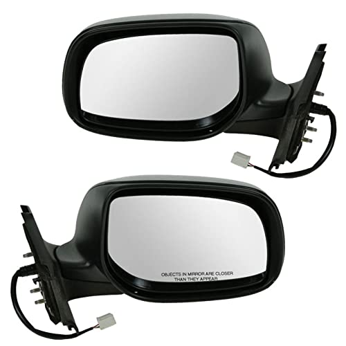 TRQ 2 Piece Driver and Passenger Side Mirror Assembly Set Electric Adjustment Non-Heated No Memory Black Compatible with 2007-2011 Toyota Yaris Hatchback TO1320230 TO1321230 - Image 1