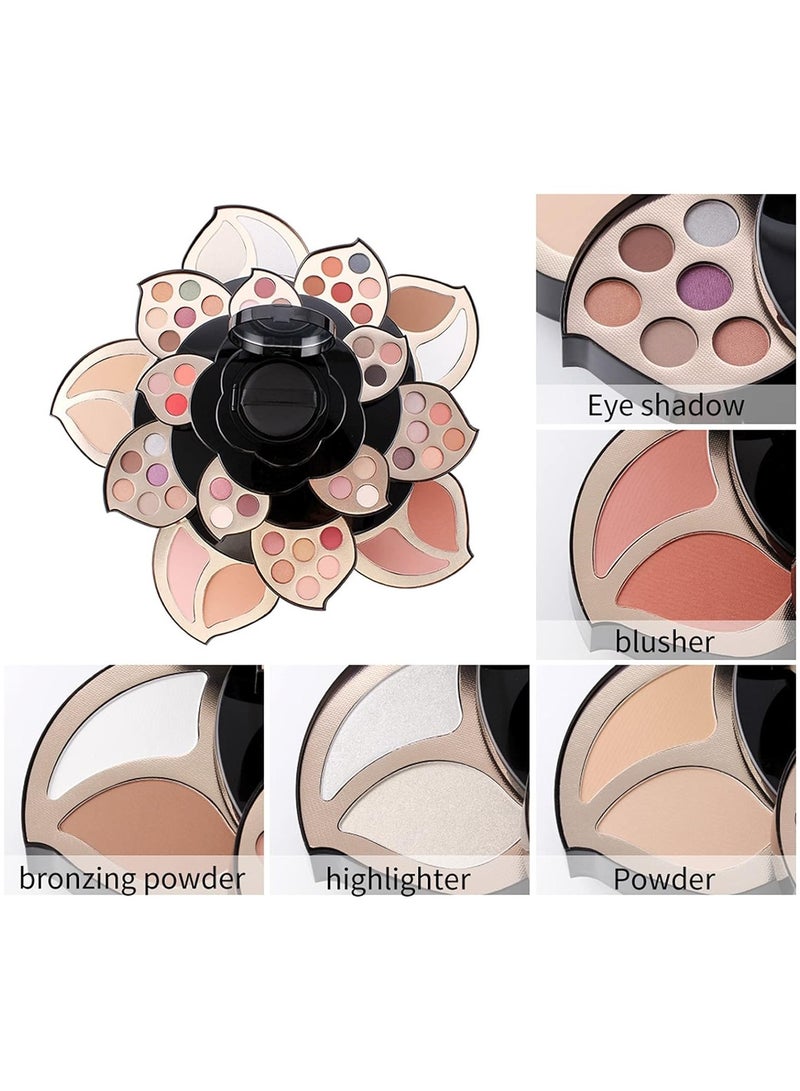 Miss Rose Rotating Plum Blossom Air Cushion BB Makeup Case, All in One Makeup Set, Including Eyeshadow/Lipstick/Concealer/Brow Pencil, Professional Makeup Artist and All Women (Plum Blossom Black Box) - Image 3