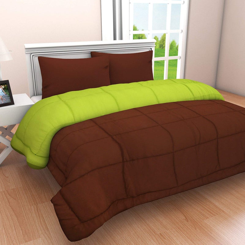 SHOPINGTRADE - Cotton Reversible Comforter, Double Bed ( Brown & Green, 200 GSM) - Image 2