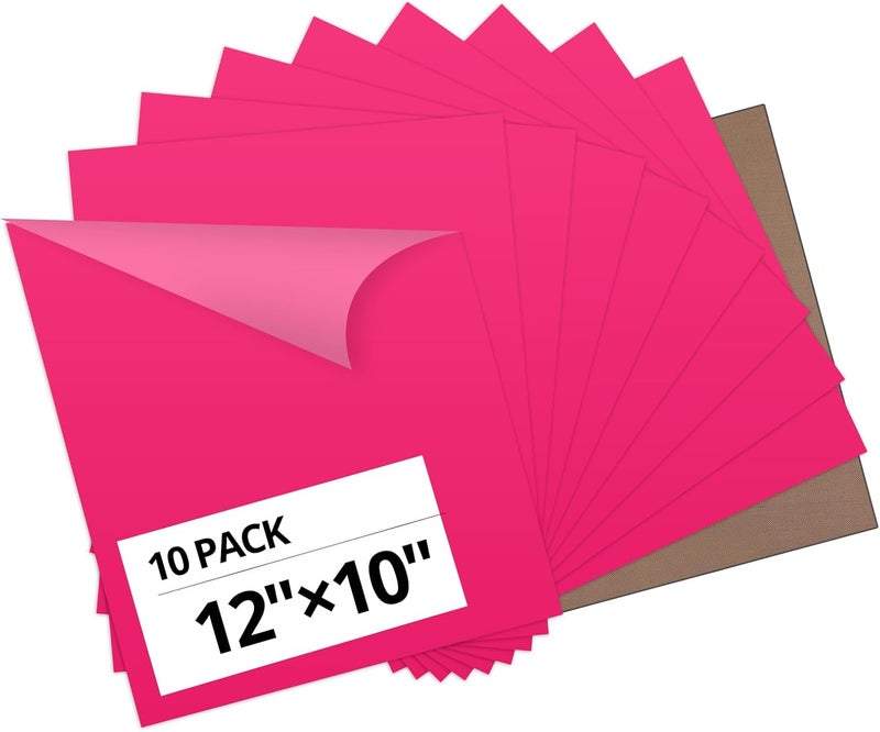 HTVRONT Pink Heat Transfer Vinyl Bundle - 10 Pack 12" x 10" HTV Vinyl for T-Shirt, Neon Pink Iron on Vinyl for All Cutting Machine or Heat Press Machine - Image 1