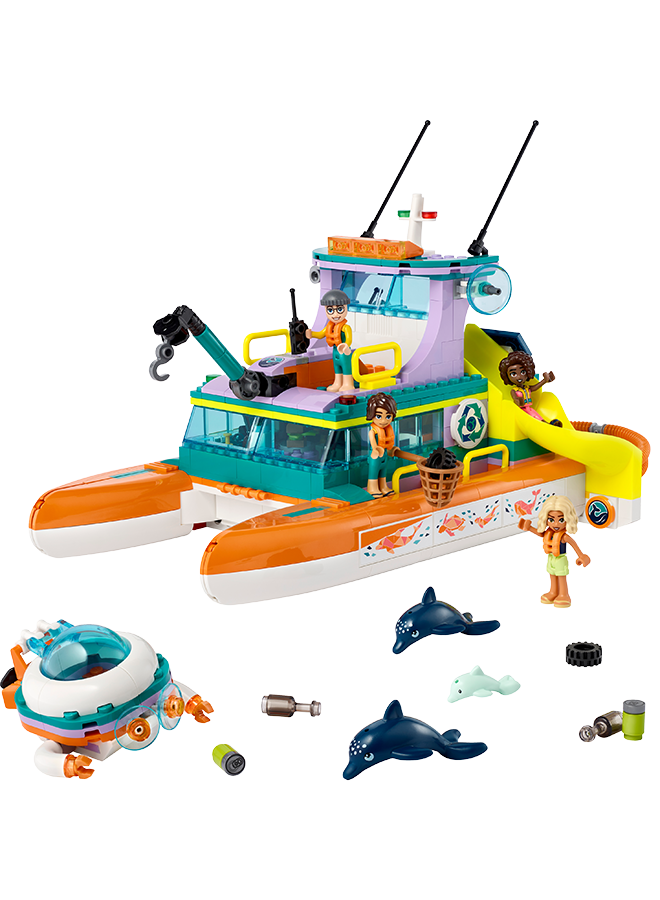 LEGO Friends Sea Rescue Boat 41734 Building Toy Set For Kids Ages 7+ Who Love Creative Play And Sea Life Stories; Includes 4 Mini-Dolls And Toy Accessories For Ocean Life Role Play (717 Pieces)