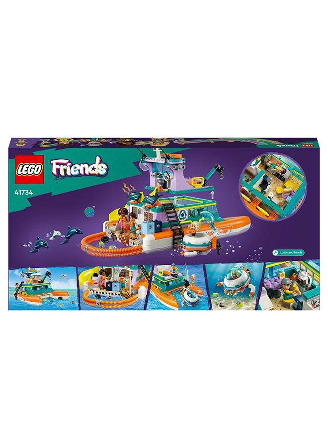 LEGO Friends Sea Rescue Boat 41734 Building Toy Set For Kids Ages 7+ Who Love Creative Play And Sea Life Stories; Includes 4 Mini-Dolls And Toy Accessories For Ocean Life Role Play (717 Pieces)