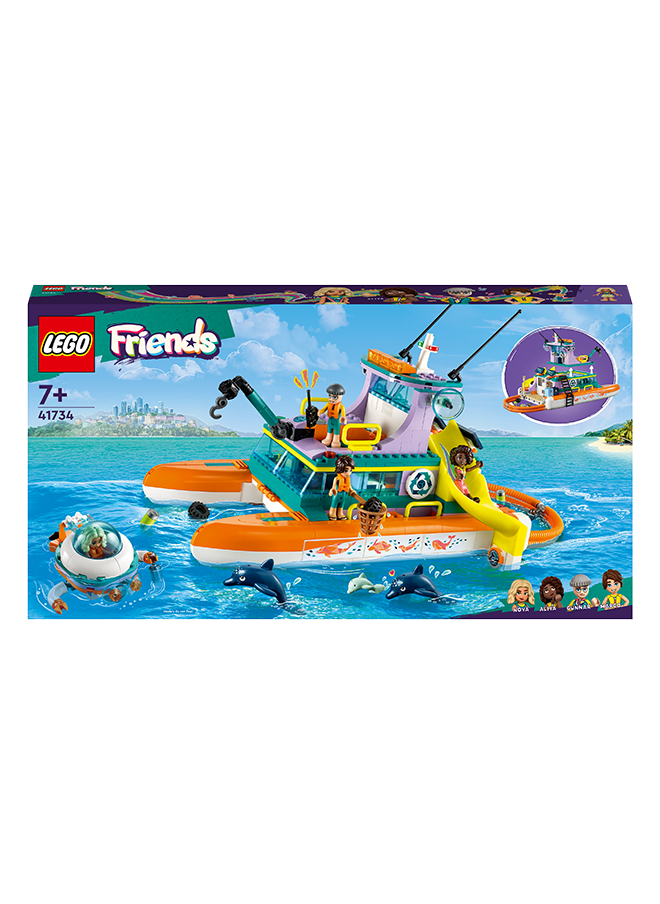 ليغو Friends Sea Rescue Boat 41734 Building Toy Set For Kids Ages 7+ Who Love Creative Play And Sea Life Stories; Includes 4 Mini-Dolls And Toy Accessories For Ocean Life Role Play (717 Pieces)