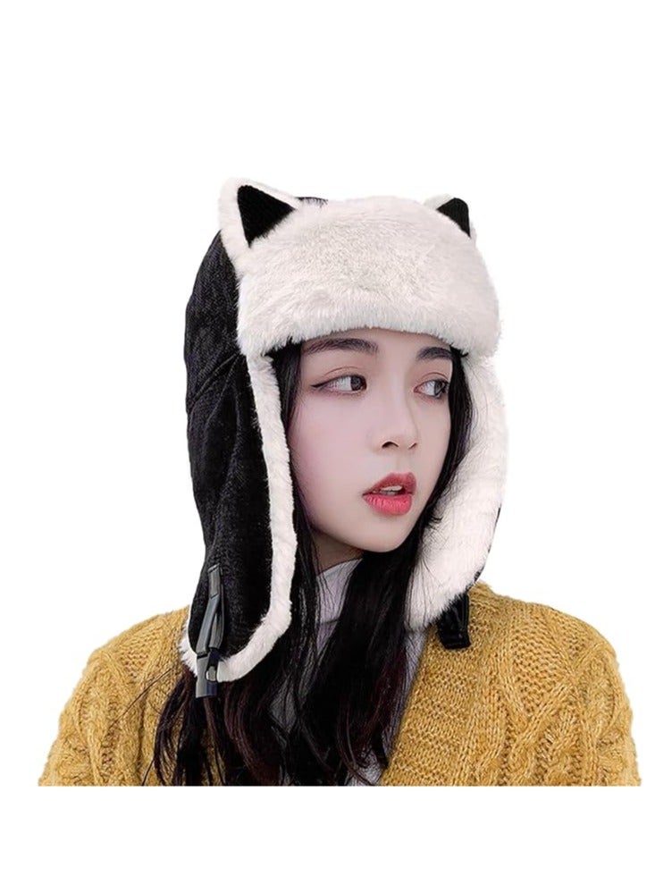 Cozy Cat Ears Winter Beanie for Women, Soft Stretch Warm Lined Earflap Hat, Windproof Chunky Knit Design - Image 1