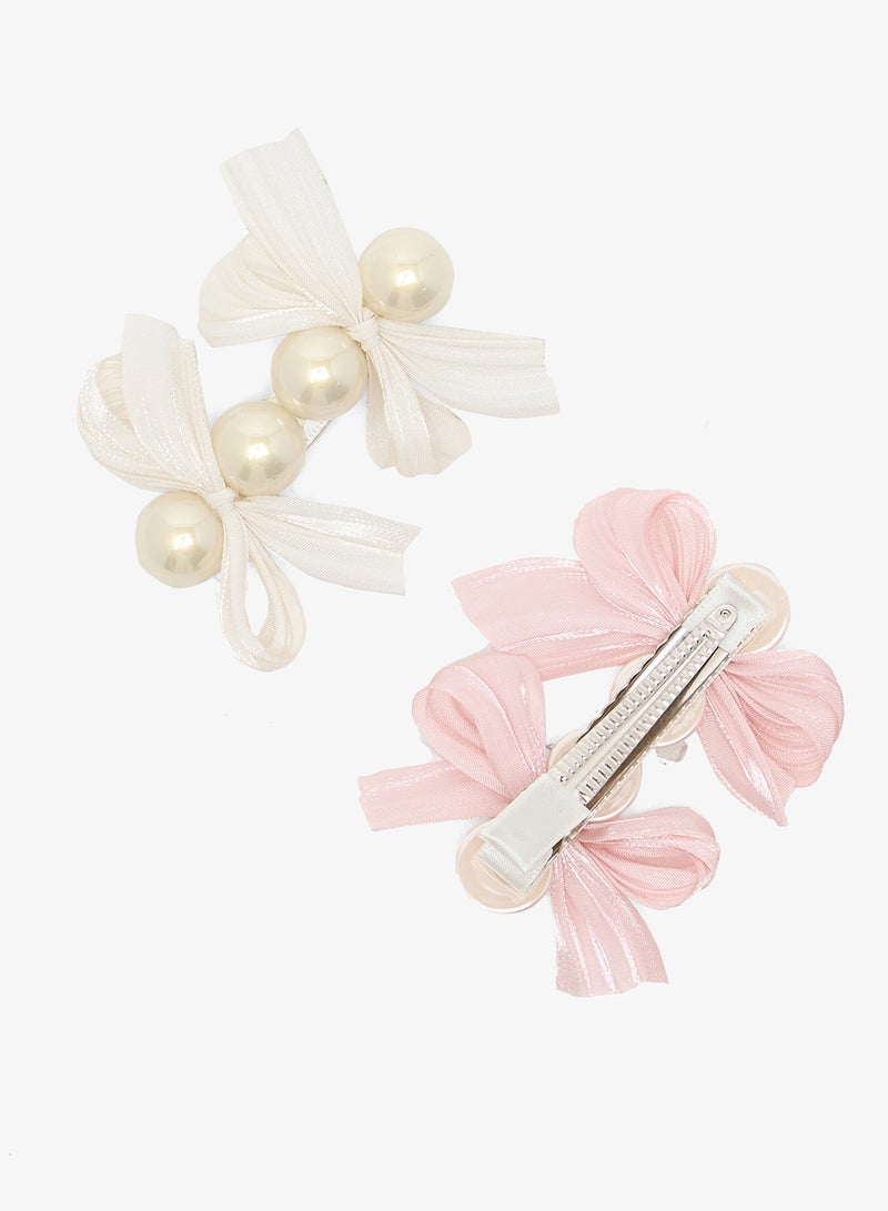 خزانة مشبك شعر مزين باللؤلؤ قطعتان - Image 3