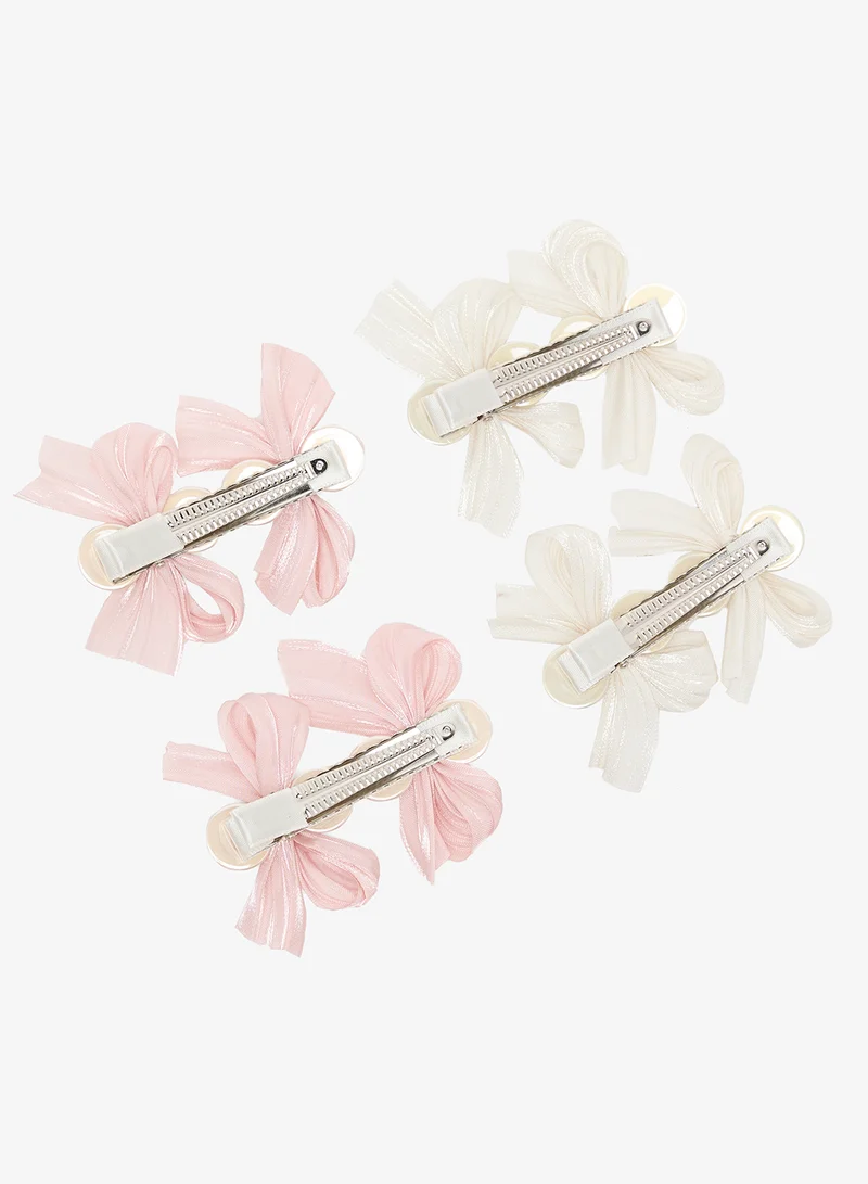 خزانة مشبك شعر مزين باللؤلؤ قطعتان