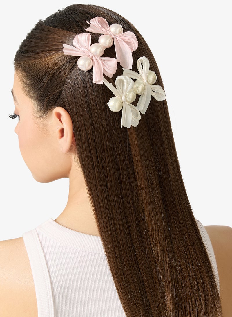 خزانة مشبك شعر مزين باللؤلؤ قطعتان - Image 4